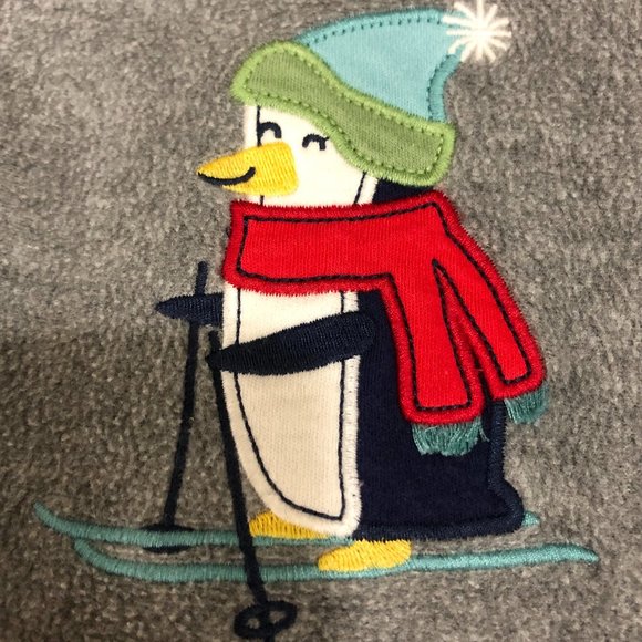 CARTER"S Fleece One-Piece Romper Jumpsuit Bodysuit Penguin Skiing Size 18 Months - Picture 7 of 9
